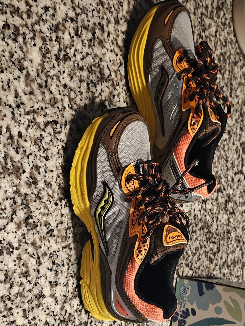 Saucony Kids Gray, Yellow and Orange Athletic Sneakers
